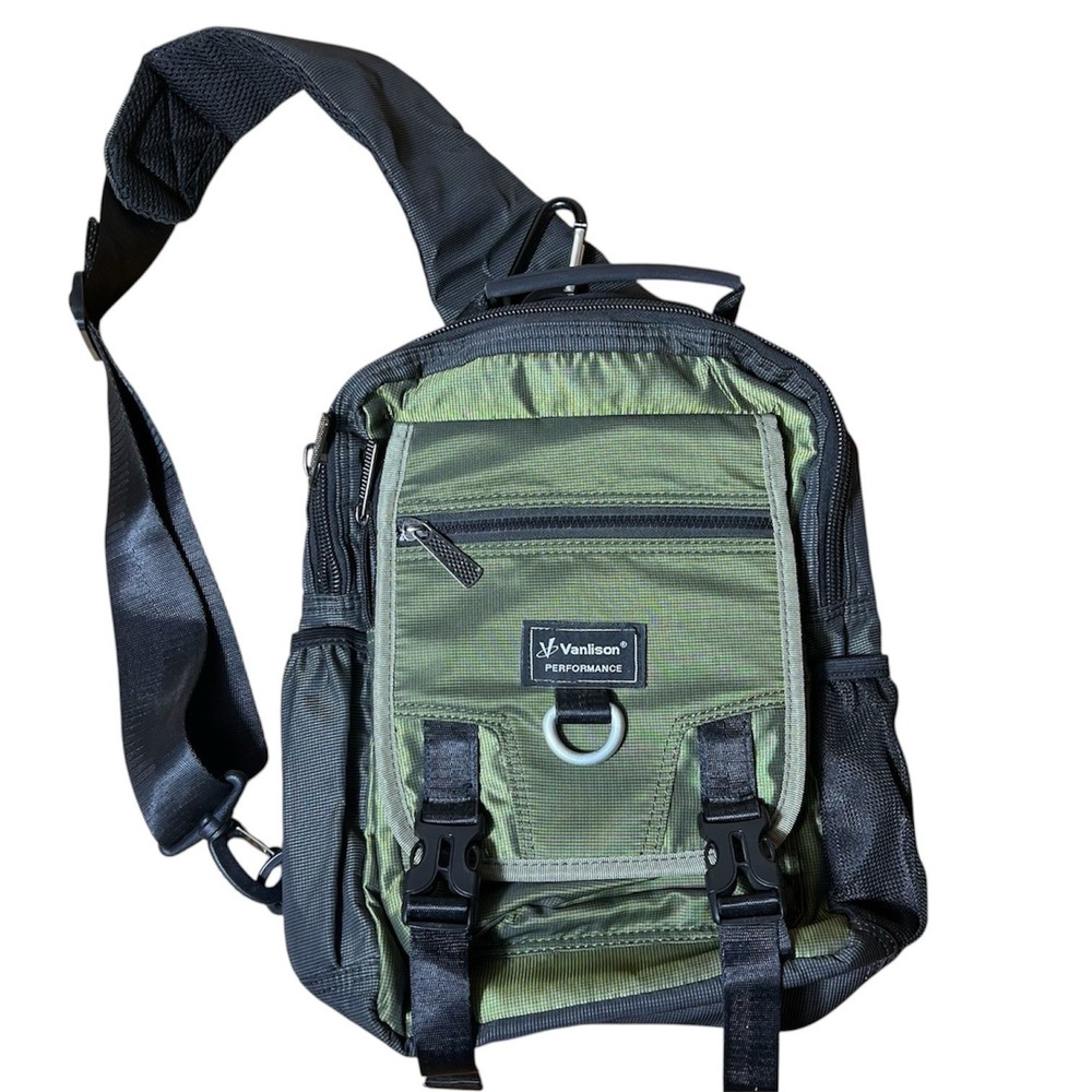Vanlison Performance Crossbody Sling Daypack Multiple Compartments OD Green